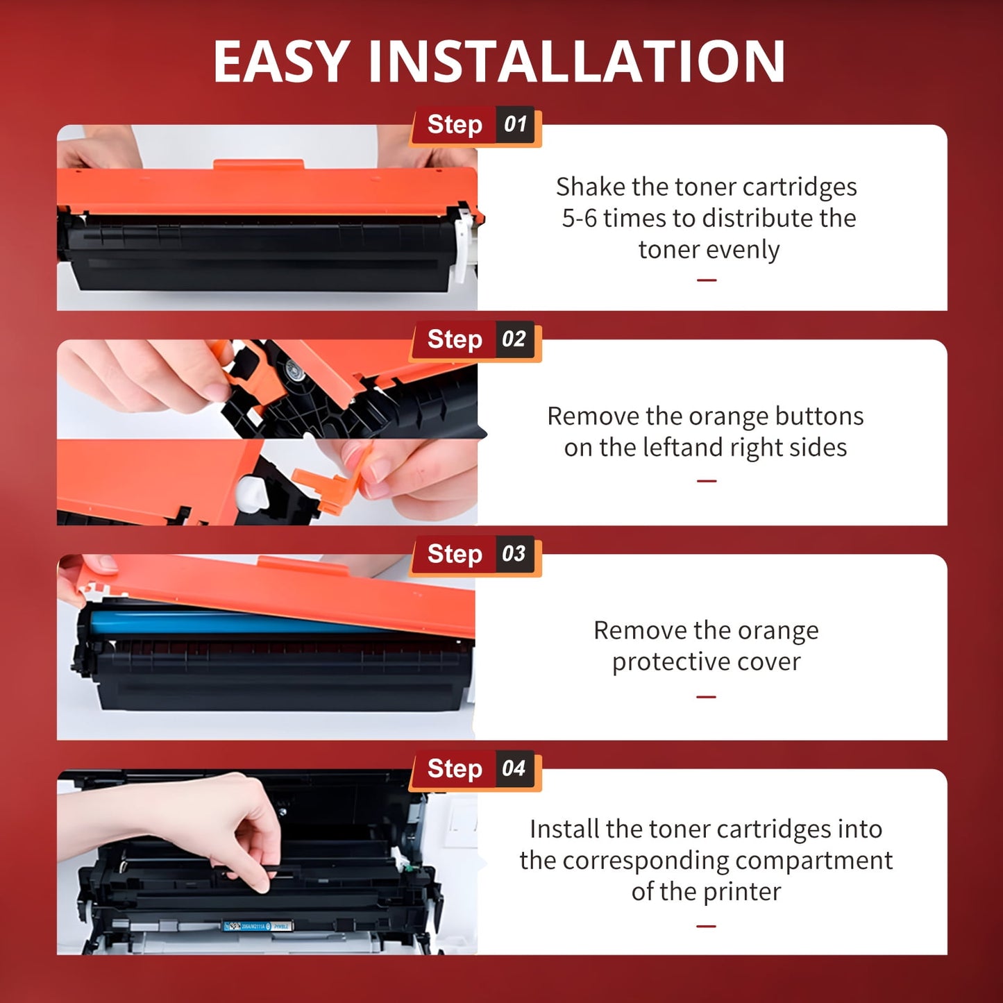 206A Toner Cartridges With Chip Compatible for HP 206A 206X 206 Color Laserjet Pro MFP M283fdw M283cdw M255dw M283 M255 Printer (Black Cyan Yellow Magenta)