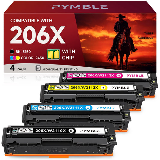 206X Toner Cartridges Compatible for HP 206X Toner Cartridges 4 Pack High Yield for Laserjet MFP M283fdw M283cdw M283 Pro M255dw M255nw Printer (4-Pack)