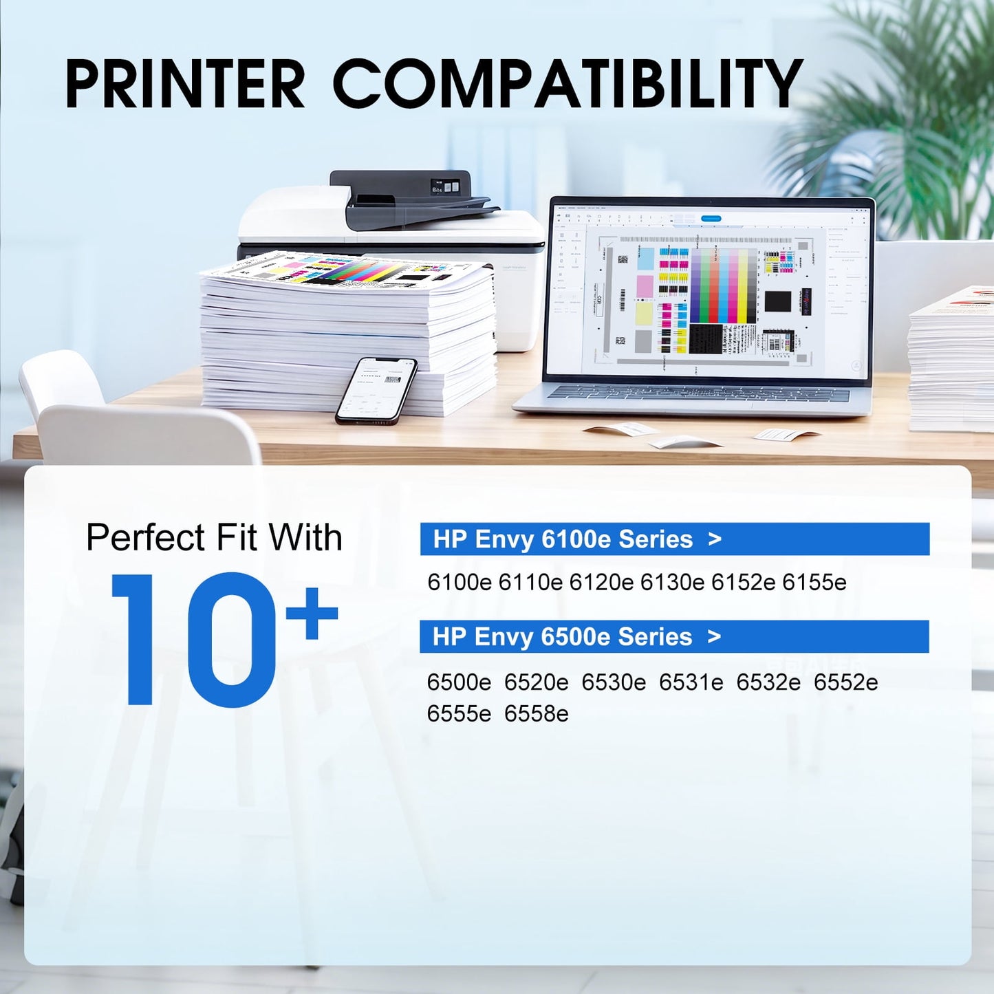 68 Ink Cartridges compatible for HP 68 ink cartridge for HP Envy 6555e 6155e 6152e Printers (Black, Tri-Color)