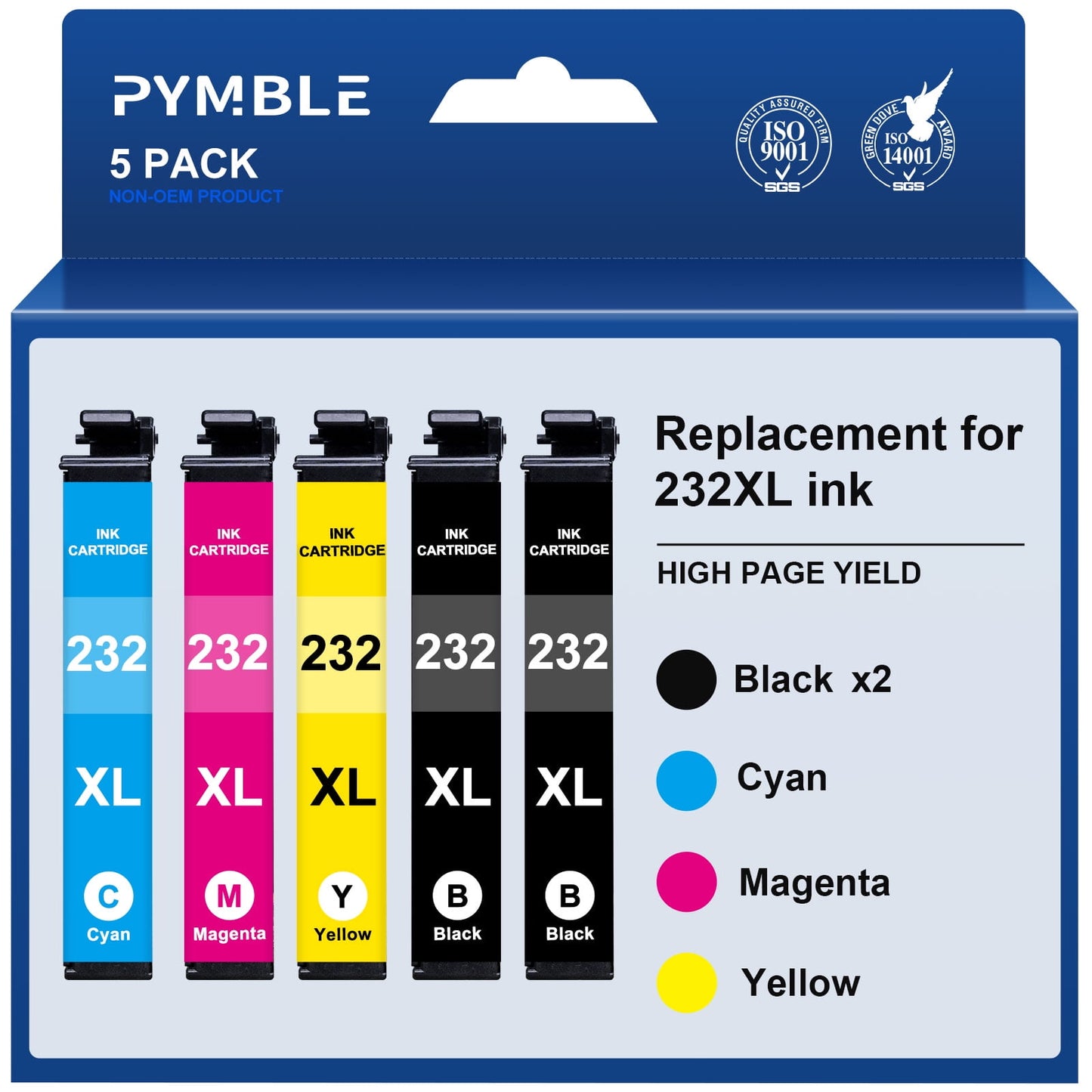 232XL Ink Cartridge for Epson 232 Ink compatible for Expression Home XP-4200 XP-4205 Printer (5 Pack)
