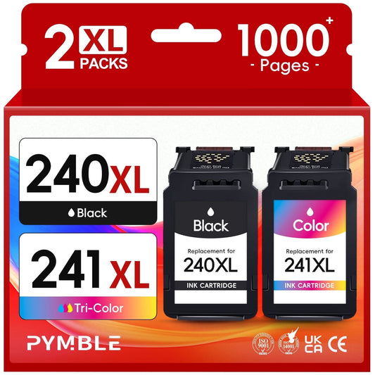 240XL Ink Cartridges for Canon 240 241 Ink for Canon 240 XL 241XL Combo Ink (1 Black, 1 Tri-Color)