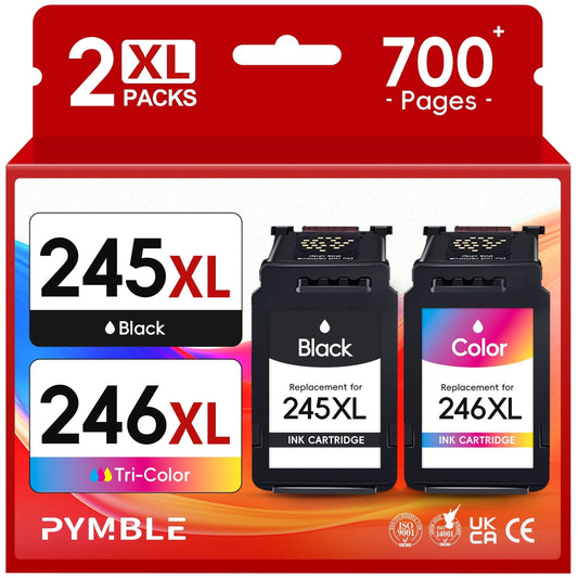 245XL Ink Cartridges for Canon Ink 245 and 246 for Canon PIXMA MG2522 TS3122 MX492 MX490 TR4500 TR4520 TS3322 Printer (2-Pack, Black, Tri-Color)