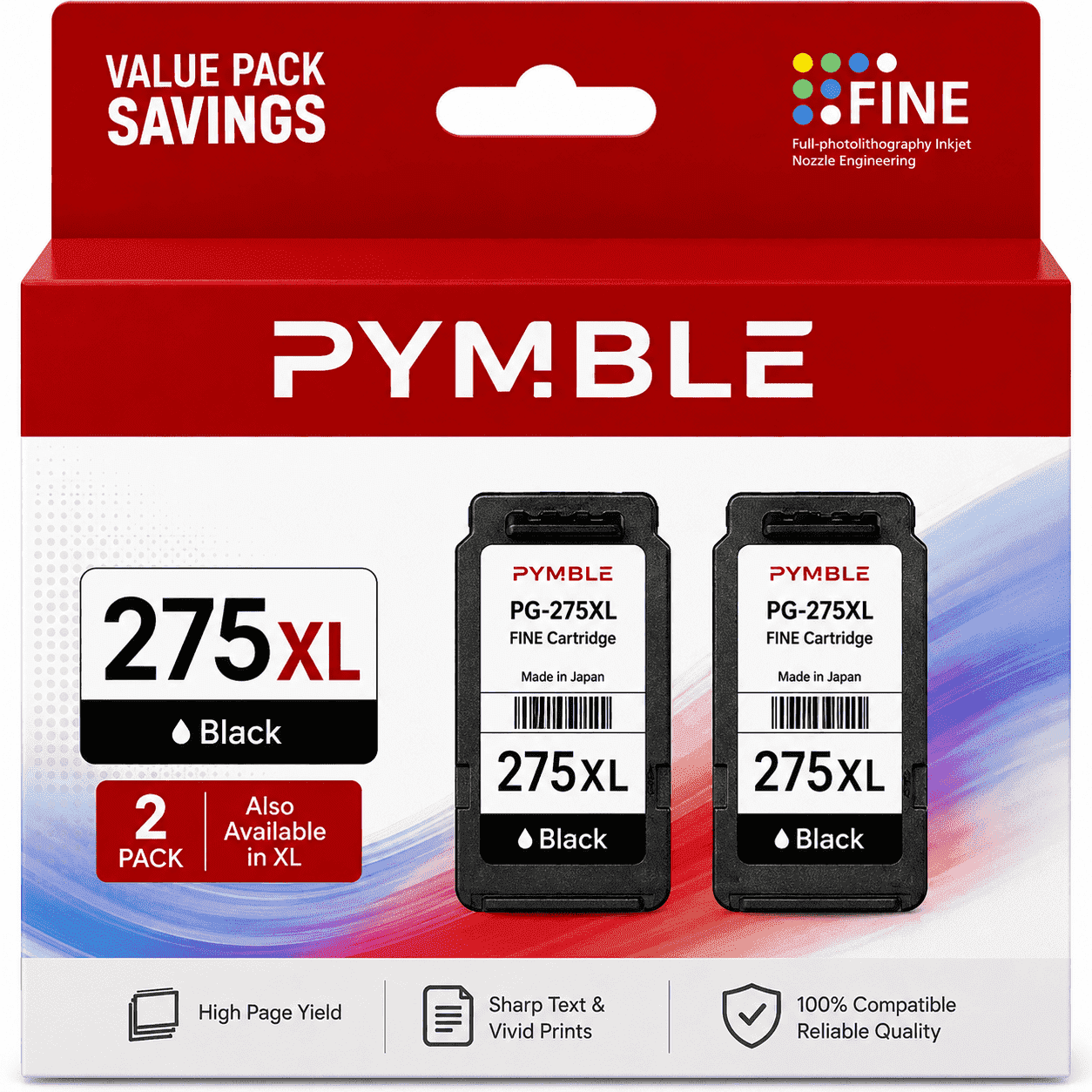 275XL Black ink cartridge for Canon PG 275 Black Ink Cartridge for printer ink Canon 275 for Pixma TS3522 TS3520 TS3500 TR4722 (2 Black)