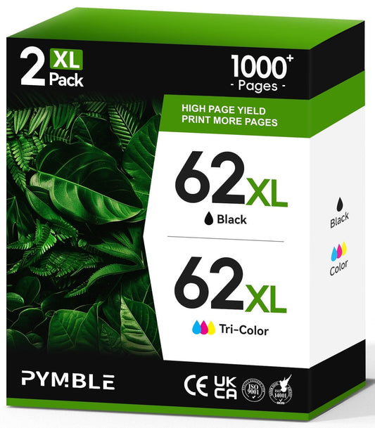 62XL Ink Cartridges Compatible for HP 62 Ink Cartridges for Envy 5540 5640 5660 5740 7644 7645 8040 (2-Pack, Black, Tri-Color)