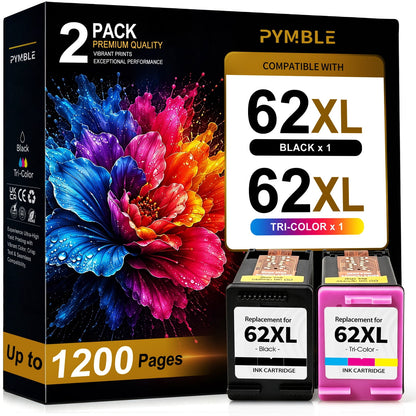 62XL Ink Cartridges Compatible for HP 62 Ink Cartridges for Envy 5540 5640 5660 5740 7644 7645 8040