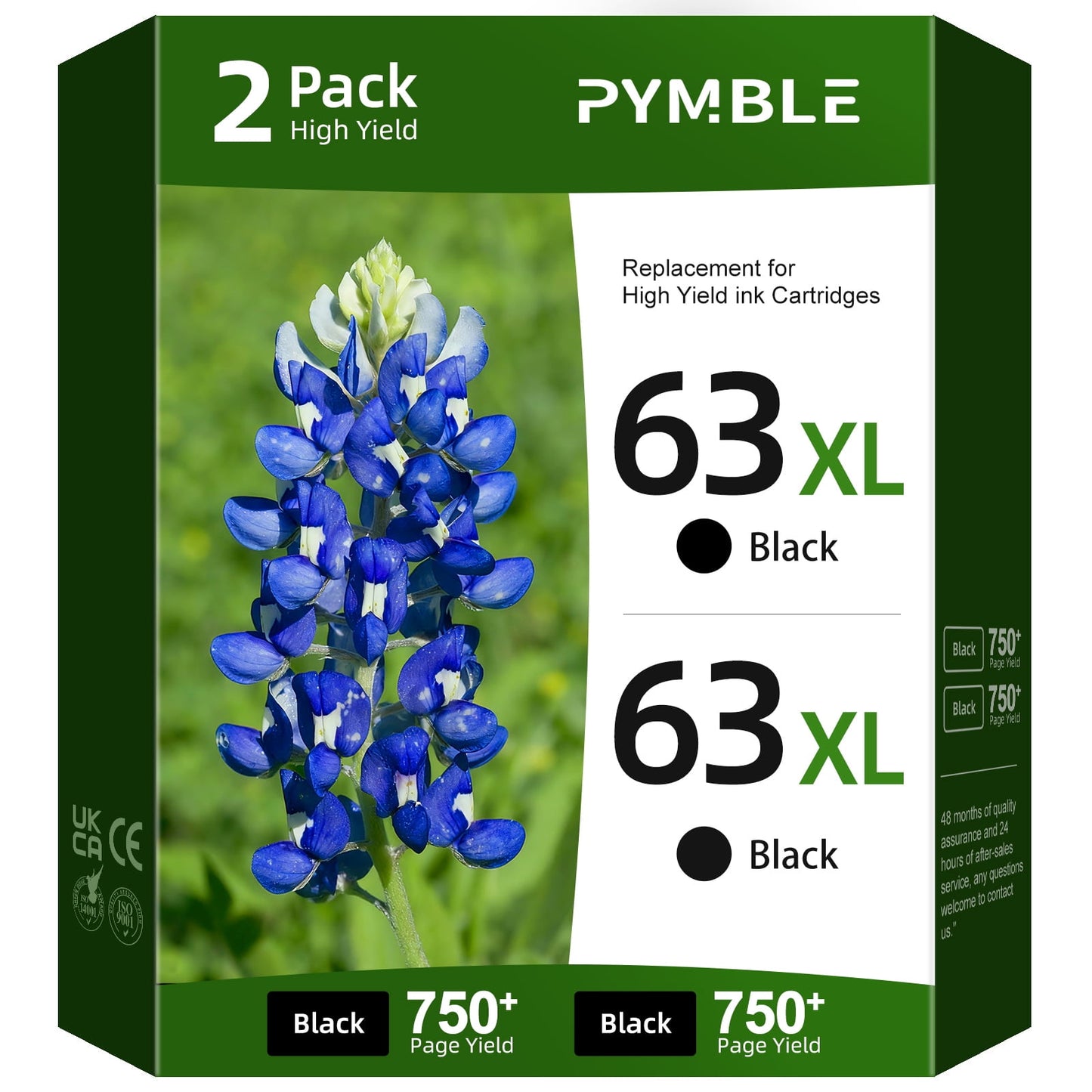 63XL Ink Cartridge Compatible for HP 63 Ink Cartridge for HP Ink 63 for OfficeJet 3830 4650 5255 5200 Envy 4520 4512 Printer (2 Pack)