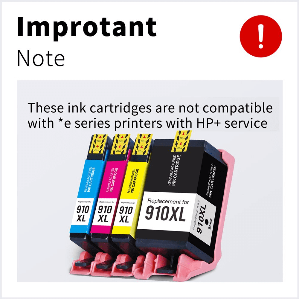 910 910XL Ink Cartridges for HP 910XL Black Ink Cartridges with HP Officejet 8025 8022 8035 8020 8028 8024 8031 8015 (1 Black 1 Cyan 1 Yellow 1 Magenta 4 Pack)