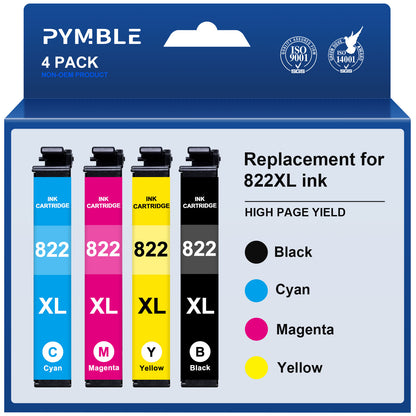 822 Ink for Epson 822 Ink for Epson 822XL Ink Cartridges compatible for Epson Workforce Pro WF-3820 WF-4820 WF-4833 WF-4834 WF-4830(4-Pack, Black Cyan Magenta Yellow)