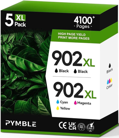 902XL Ink Compatible for 902 Ink Cartridges for Officejet Pro 6978 6962 Ink (5 Pack)