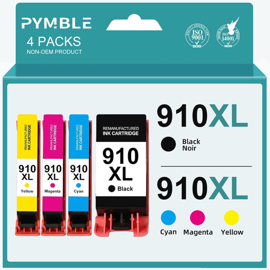 910 910XL Ink Cartridges for HP 910XL Black Ink Cartridges with HP Officejet 8025 8022 8035 8020 8028 8024 8031 8015 (1 Black 1 Cyan 1 Yellow 1 Magenta 4 Pack)