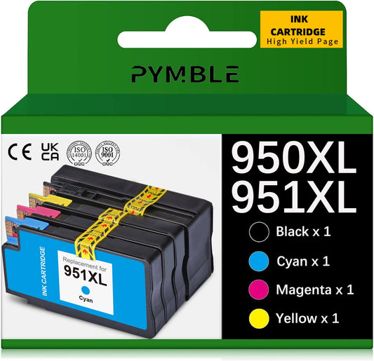 950XL 951XL Ink Cartridges for HP 950 and 951 Ink Cartridges for HP Officejet Pro 8610 8600 8615 8620 8625 8100 276dw 251dw (1 Black, 1 Cyan, 1 Magenta, 1 Yellow, 4 Combo Pack)