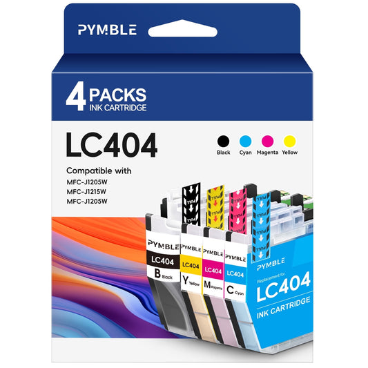 LC404 Ink for Brother LC404 Ink Cartridges for Brother MFC-J1205W  MFC-J1215W MFC-J1205W Printer(4-Pack, Black Cyan Magenta Yellow)