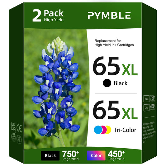 65 Ink Cartridges Compatible for HP 65 Ink Cartridge for HP Ink 65 for DeskJet 3755 3772 Envy 5055 5052 (Black, Tri-Color)