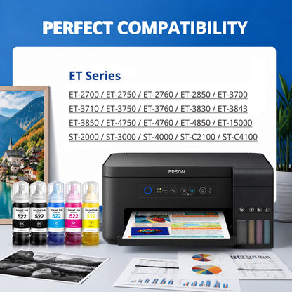 PYMBLE 502 Ink Refill Bottles Compatible for Epson 502 Ink Bottles for Epson EcoTank Printers ET 2850 ET-4850 ET-4760 ET-3850(5 Pack)
