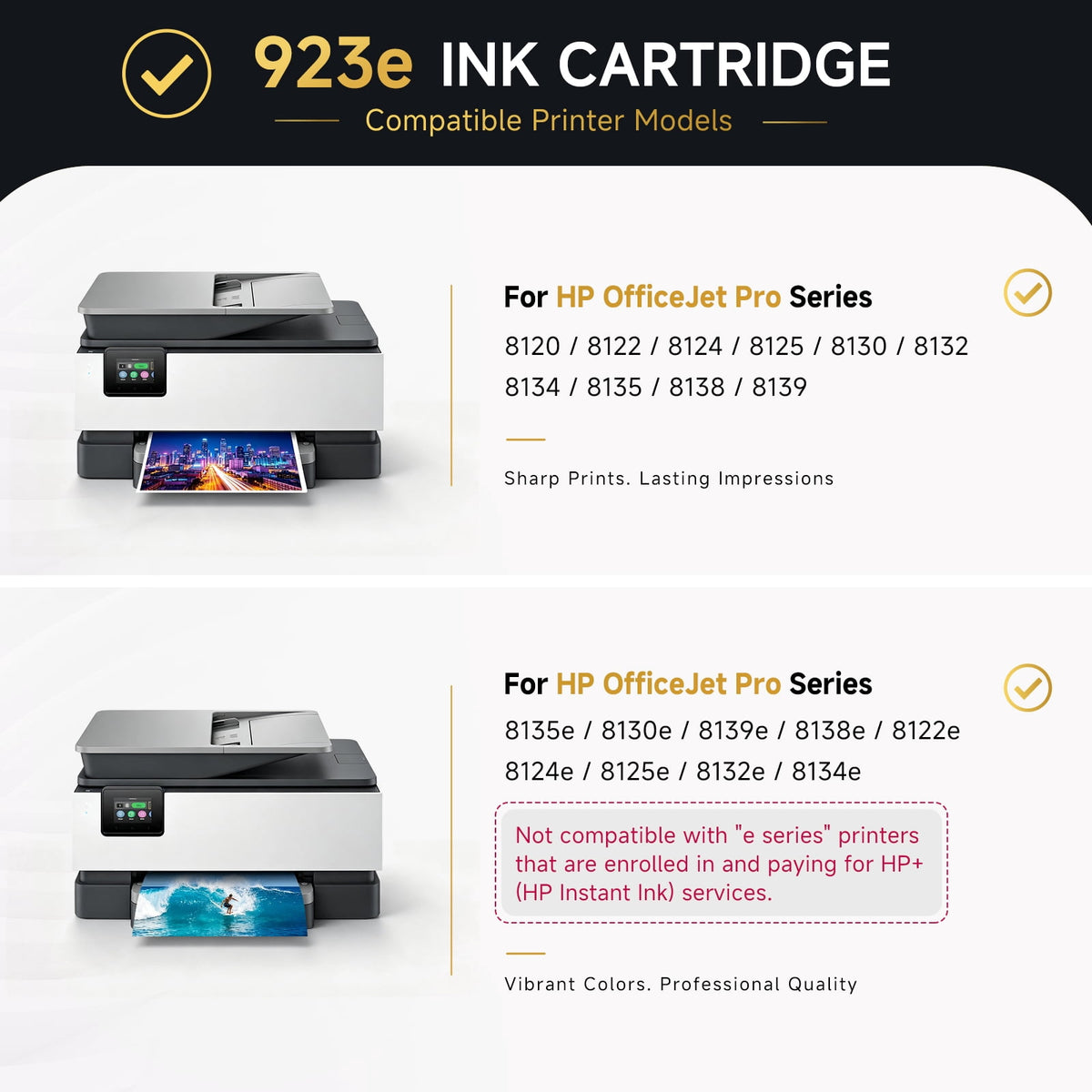 923 Ink Cartridges Compatible for HP 923 ink cartridge 4 pack for 923 ink cartride for HP printers OfficeJet Pro 8139e 8135e 8122e 8138e 8130e