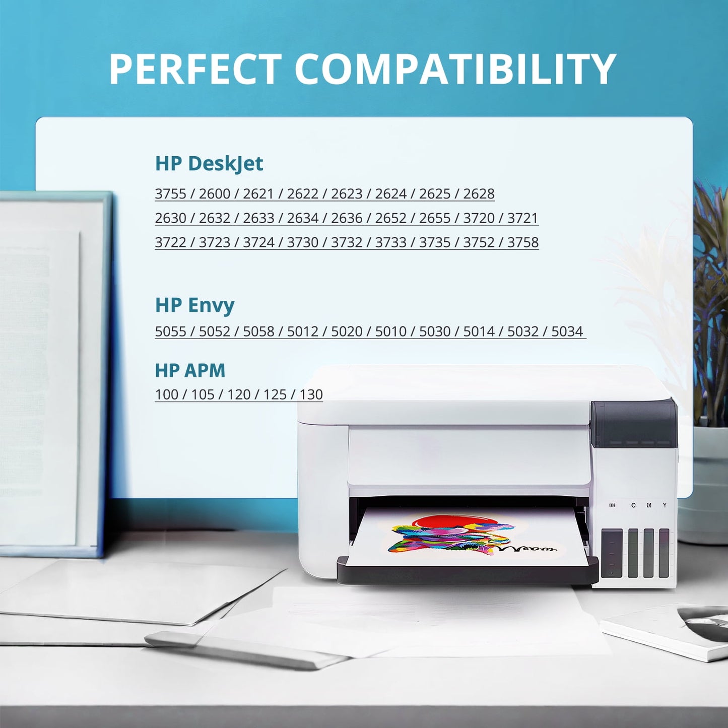 Printer Ink 65 Compatible for HP Ink 65 for for DeskJet 3755 3700 3752 3772 2600 2622 2652 2655 2640 (2-Pack, Black, Tri-Color)