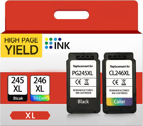 245XL Ink Cartridges for Canon Ink 245 and 246 for Canon PIXMA MG2522 TS3122 MX492 MX490 TR4500 TR4520 TS3322 Printer (2-Pack, Black, Tri-Color)